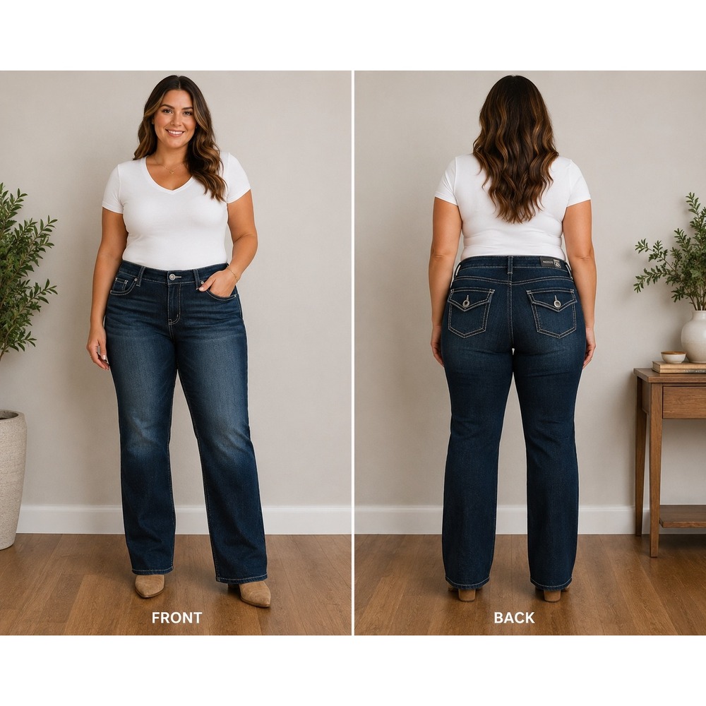 Route 66 Curvy Fit Women's Straight Leg Jeans Size 16 Dark Wash 31" Inseam